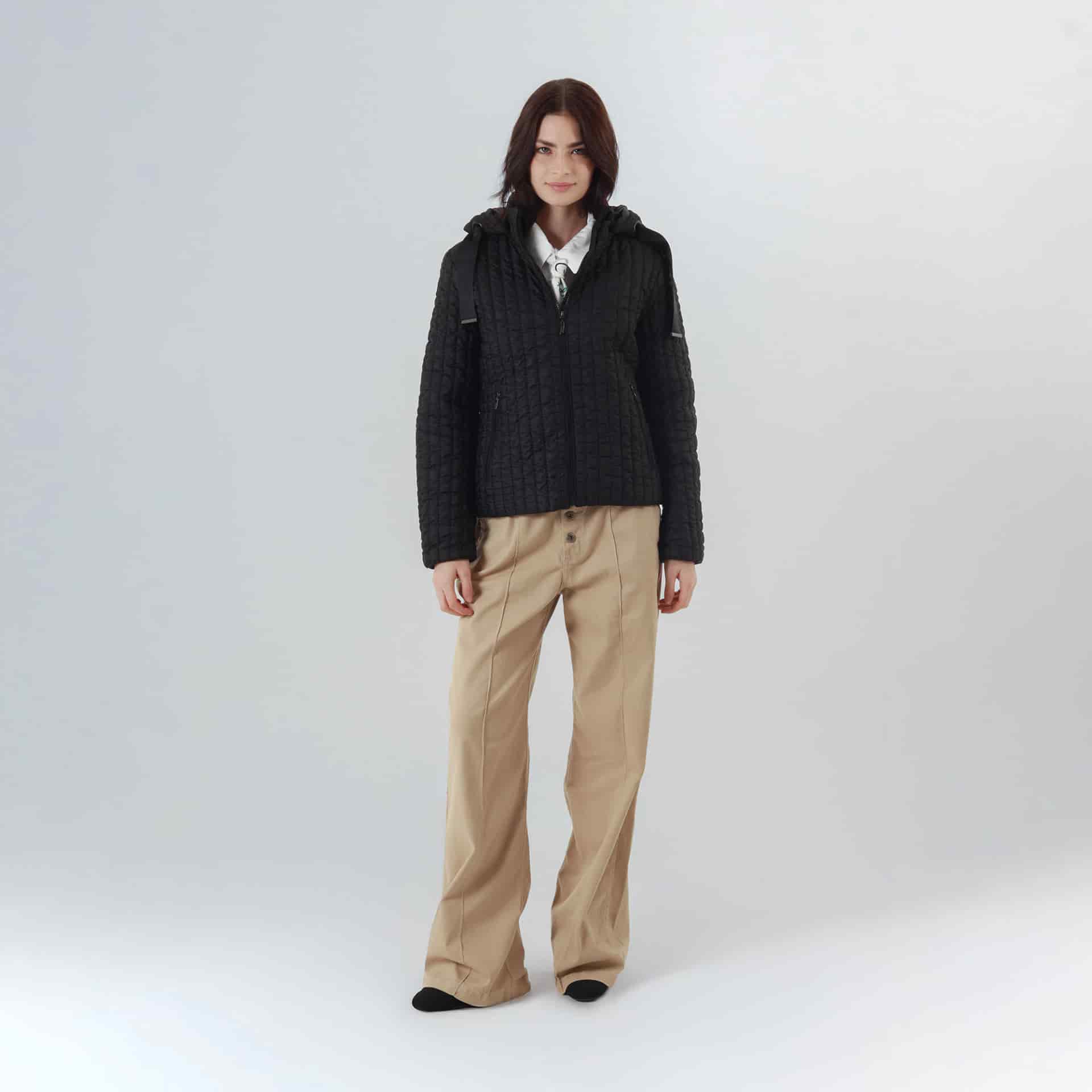 Chaqueta acolchada cuello alto capucha con lazo - miniatura 3