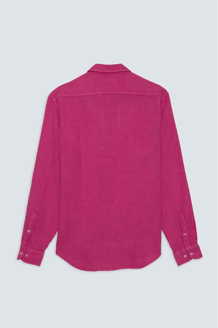 Men's linen shirt fuxia gin basic - miniatura 2
