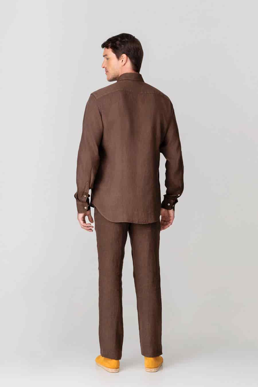 Men's linen shirt deeptaupe - miniatura 6