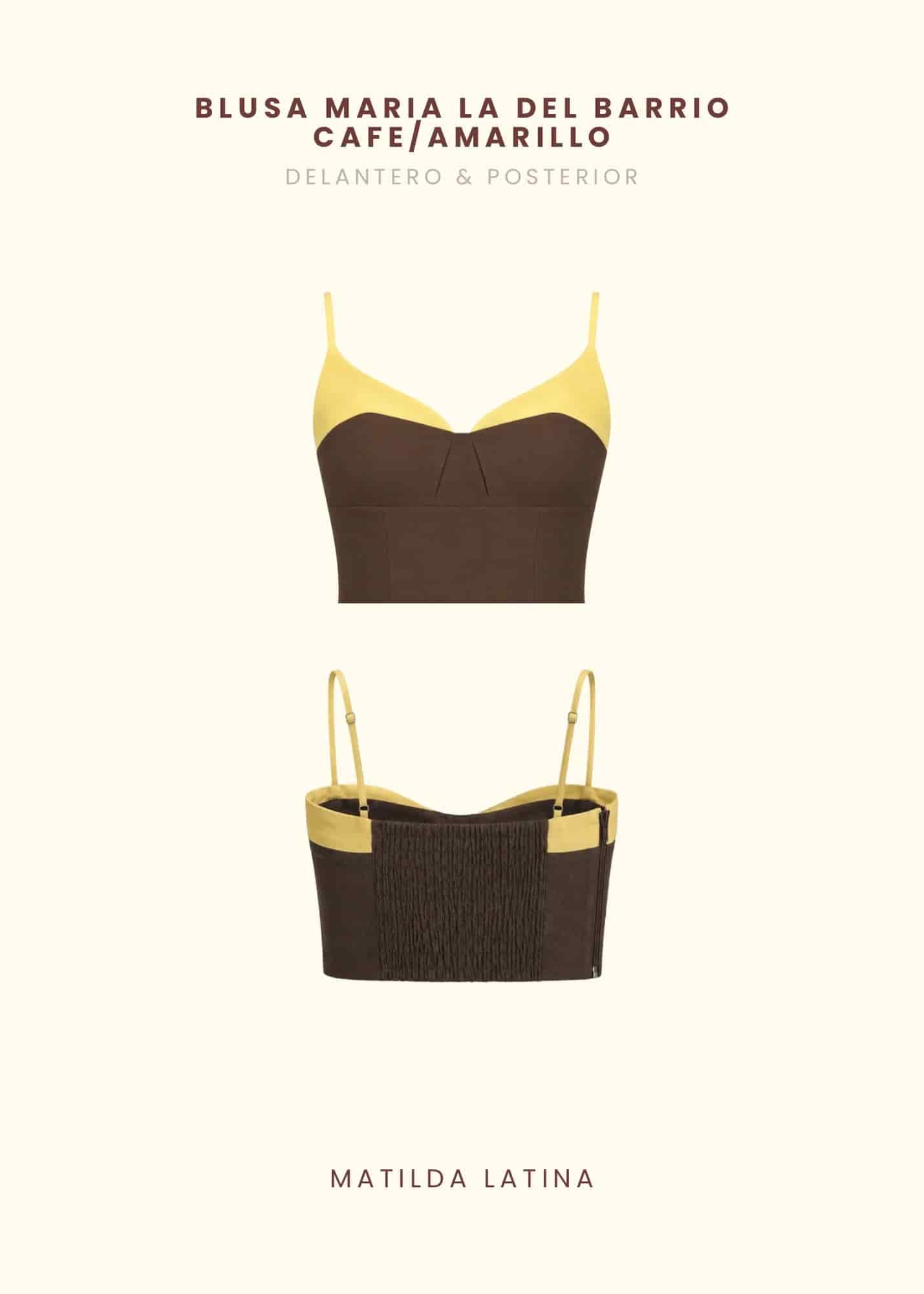 Blusa María La del Barrio Café/Amarillo - miniatura 2