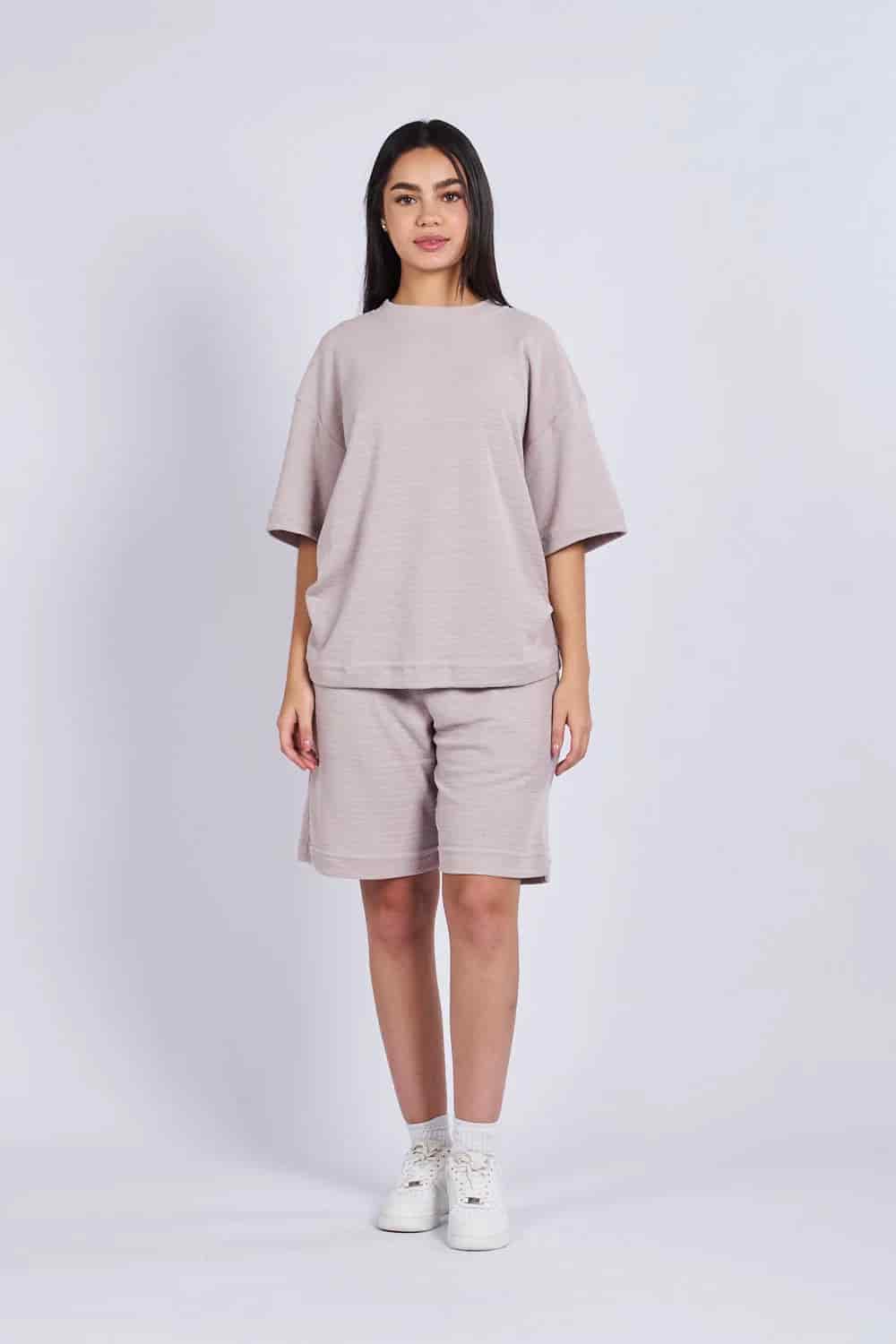 Camiseta oversize textura horizontal Caqui - miniatura 2