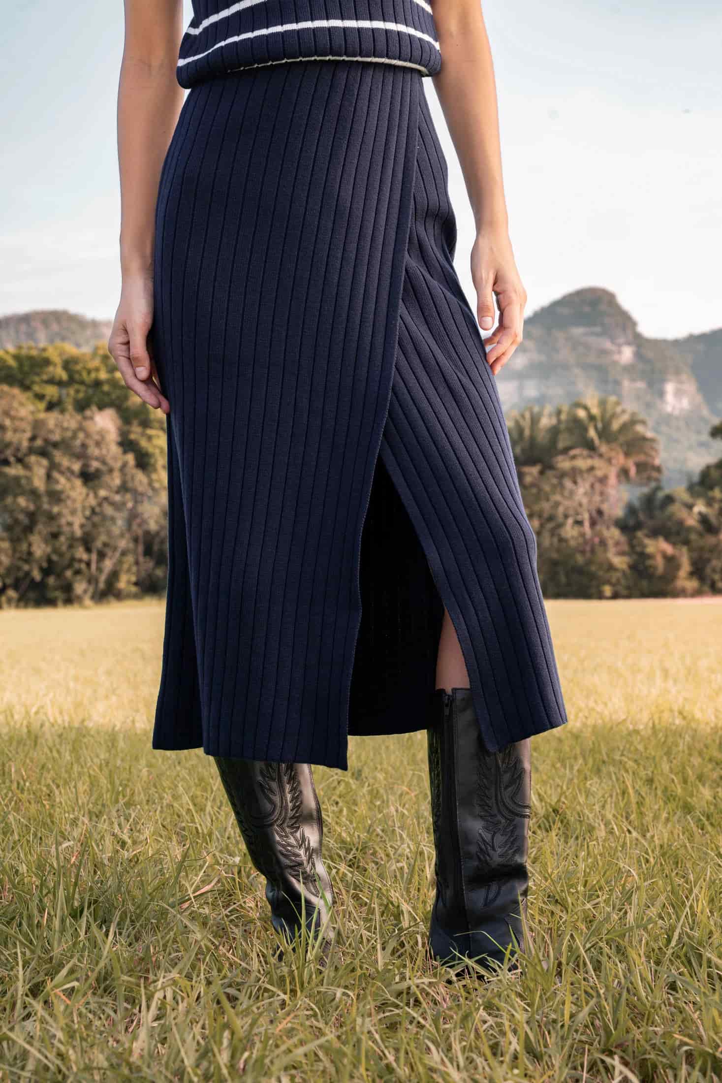 Falda Wrap Mujer Azul Oscuro - miniatura 1