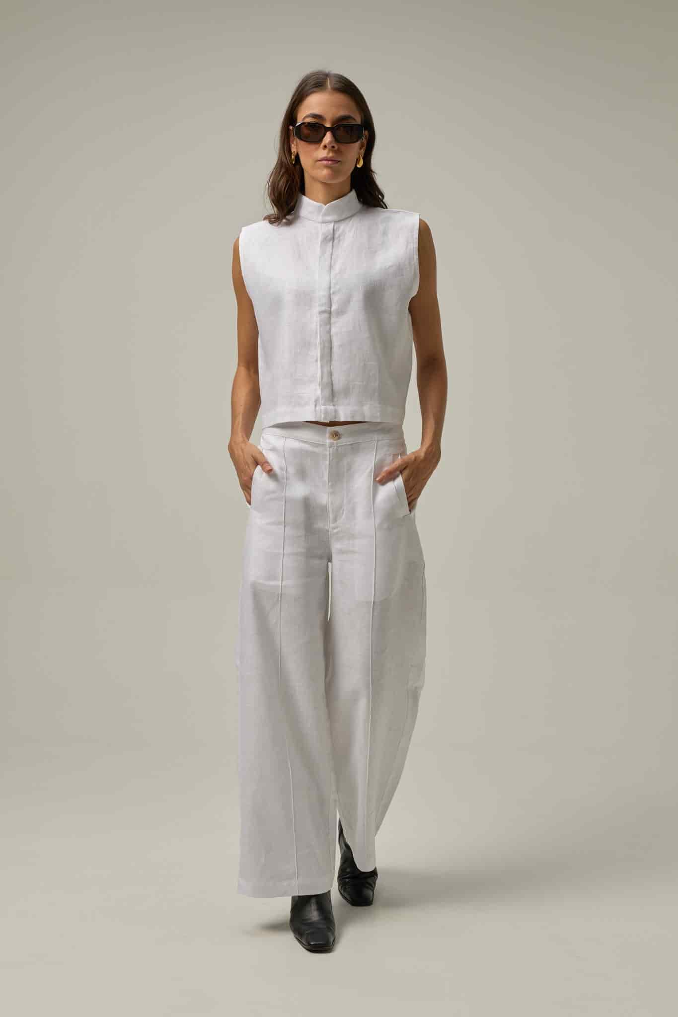 Chaleco Muse de lino | blanco - miniatura 3