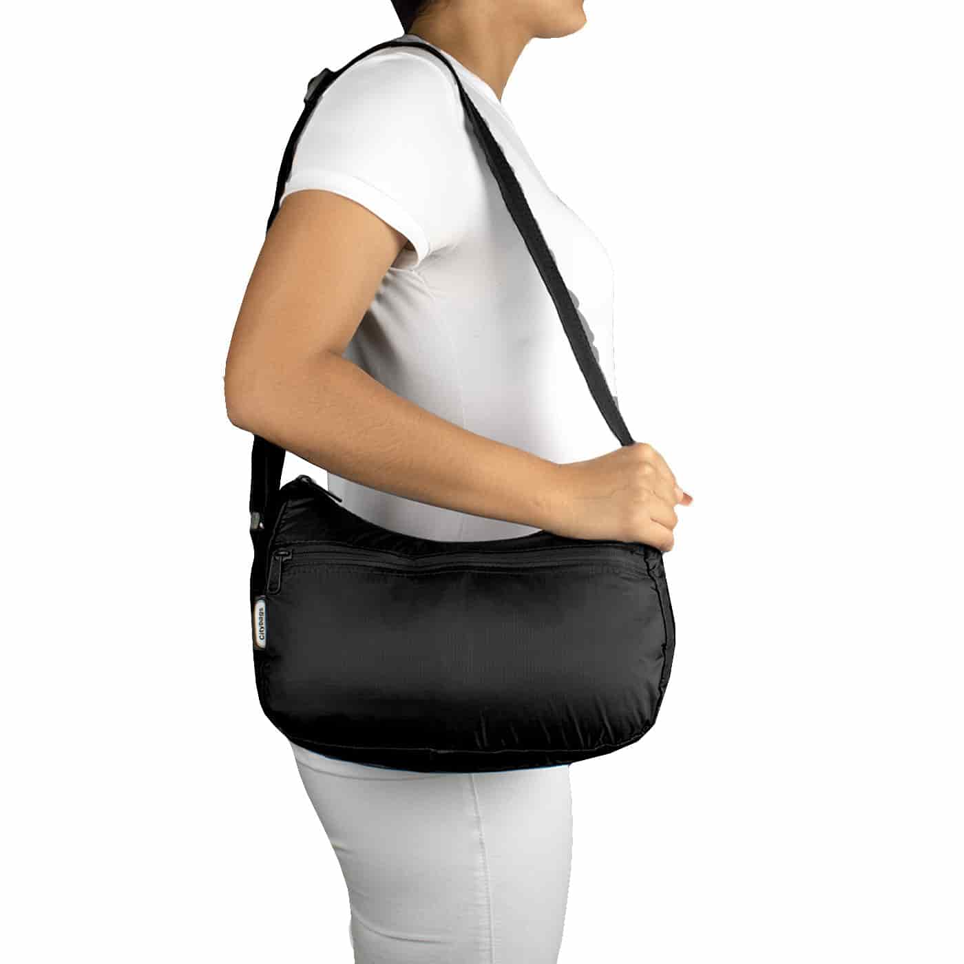 Bolso City Manos Libres Plegable Negro - miniatura 3