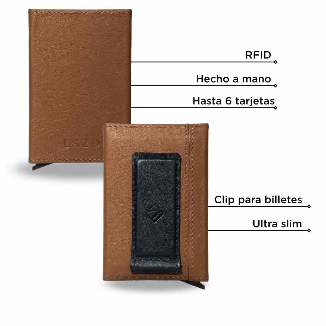 Billetera OneClick (Café) — Con Grabado de Iniciales - miniatura 2