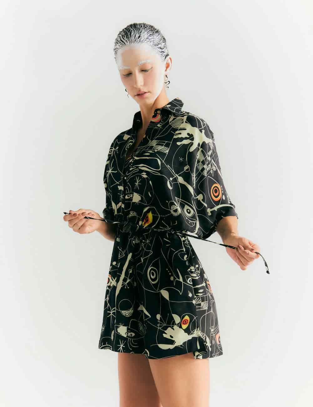 Kurta Tiras ajustable Joan negro+crudo mujer - miniatura 1