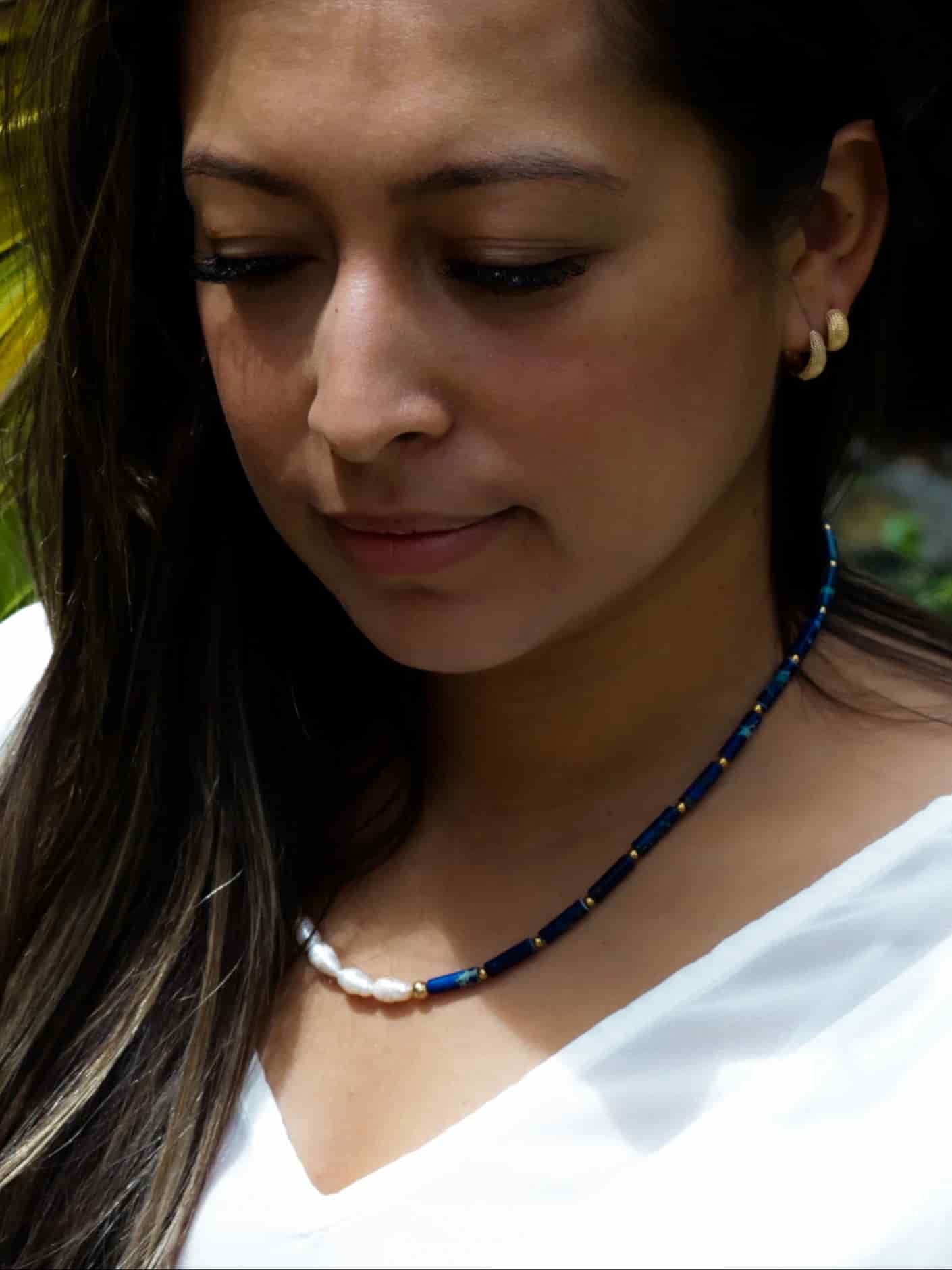 Collar Perla de Rio y Jasper Océano - miniatura 1
