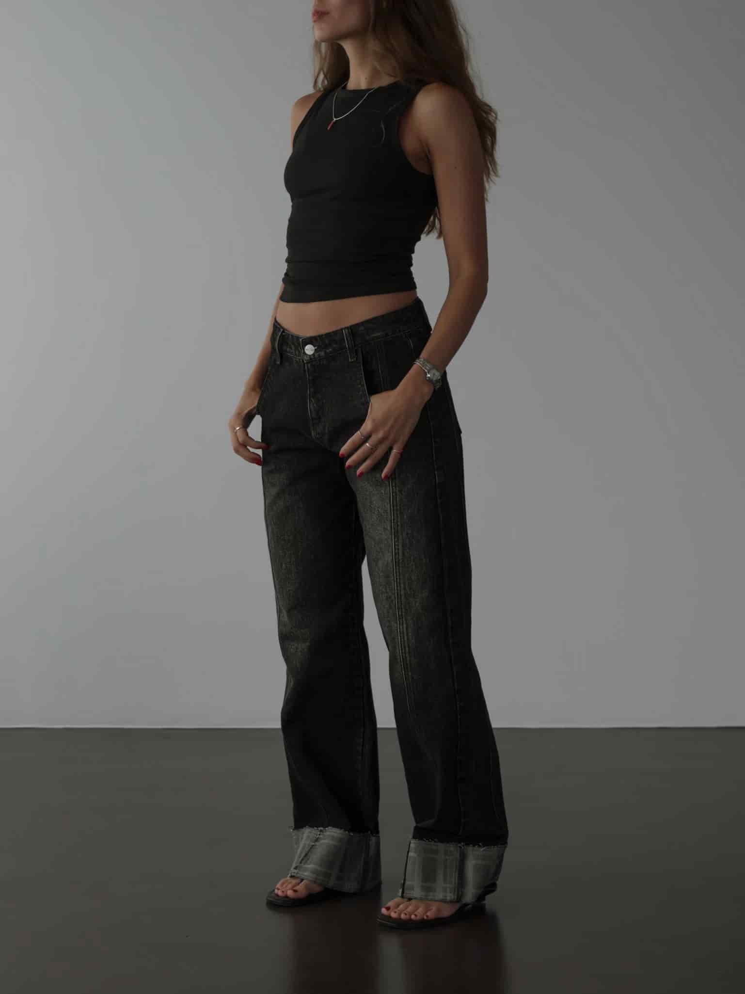 SQUARED CUFF JEAN - BLACK PEPPER - miniatura 3