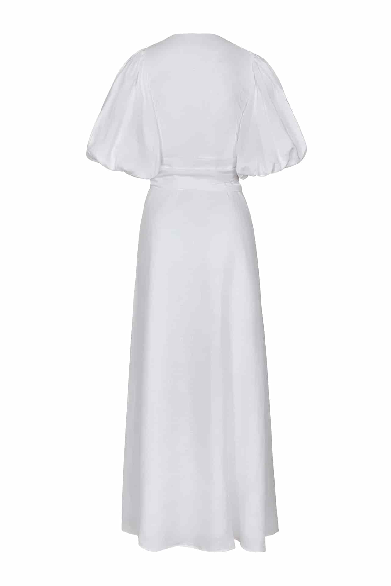 Ermita Linen Embroidered Midi Dress / White - miniatura 4