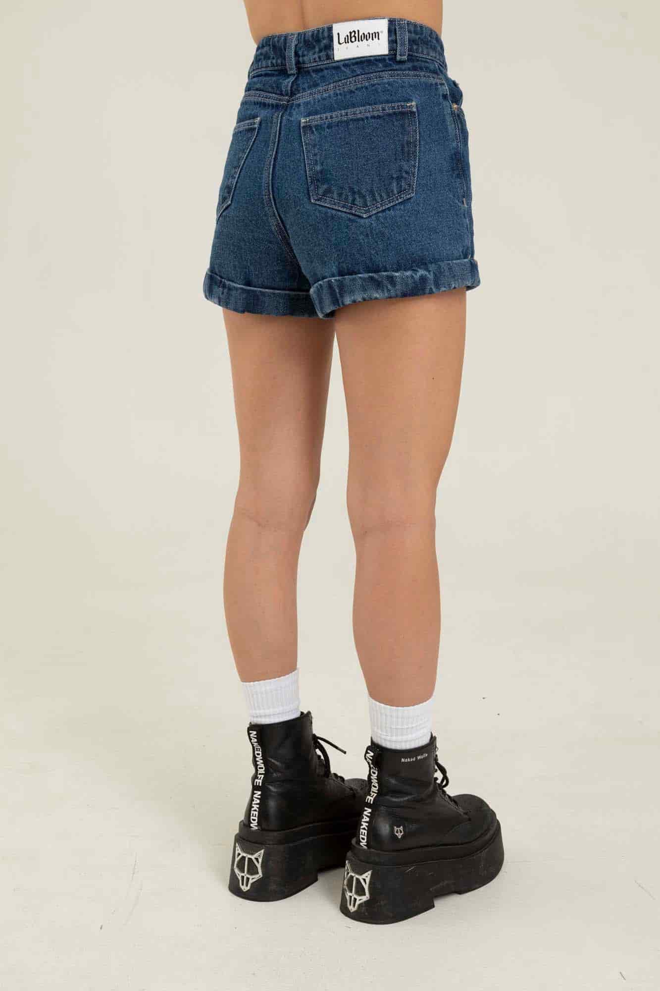 DARK BLUE DENIM SHORT - miniatura 4
