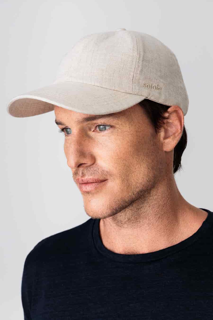 Men's linen cap beige - miniatura 1