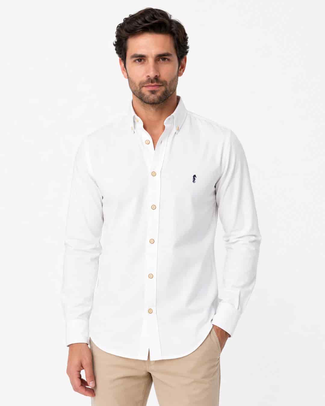 Camisa Manga Larga Oxford Premium Blanca - miniatura 1