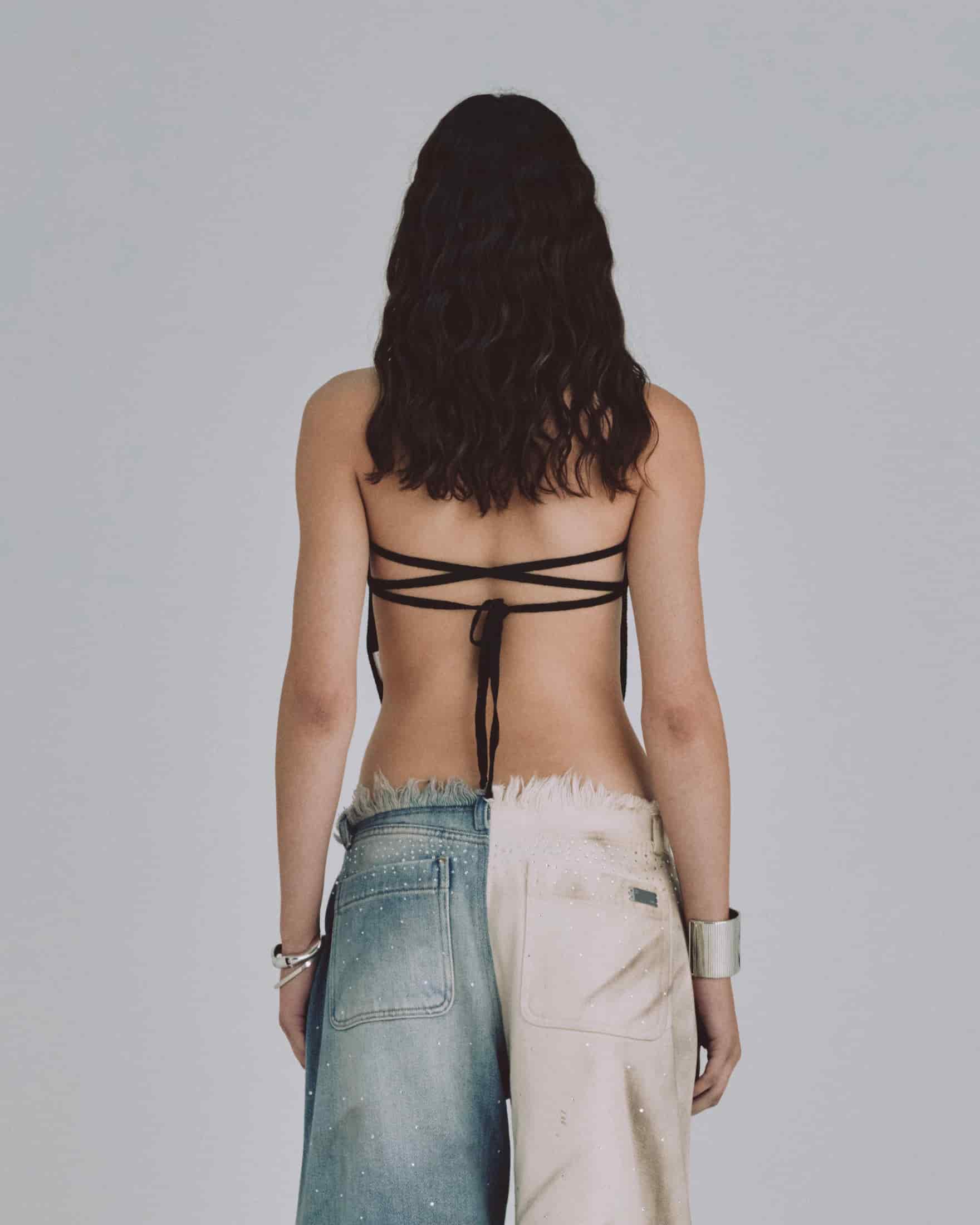 W Basics Knit Strap Top Black - miniatura 7