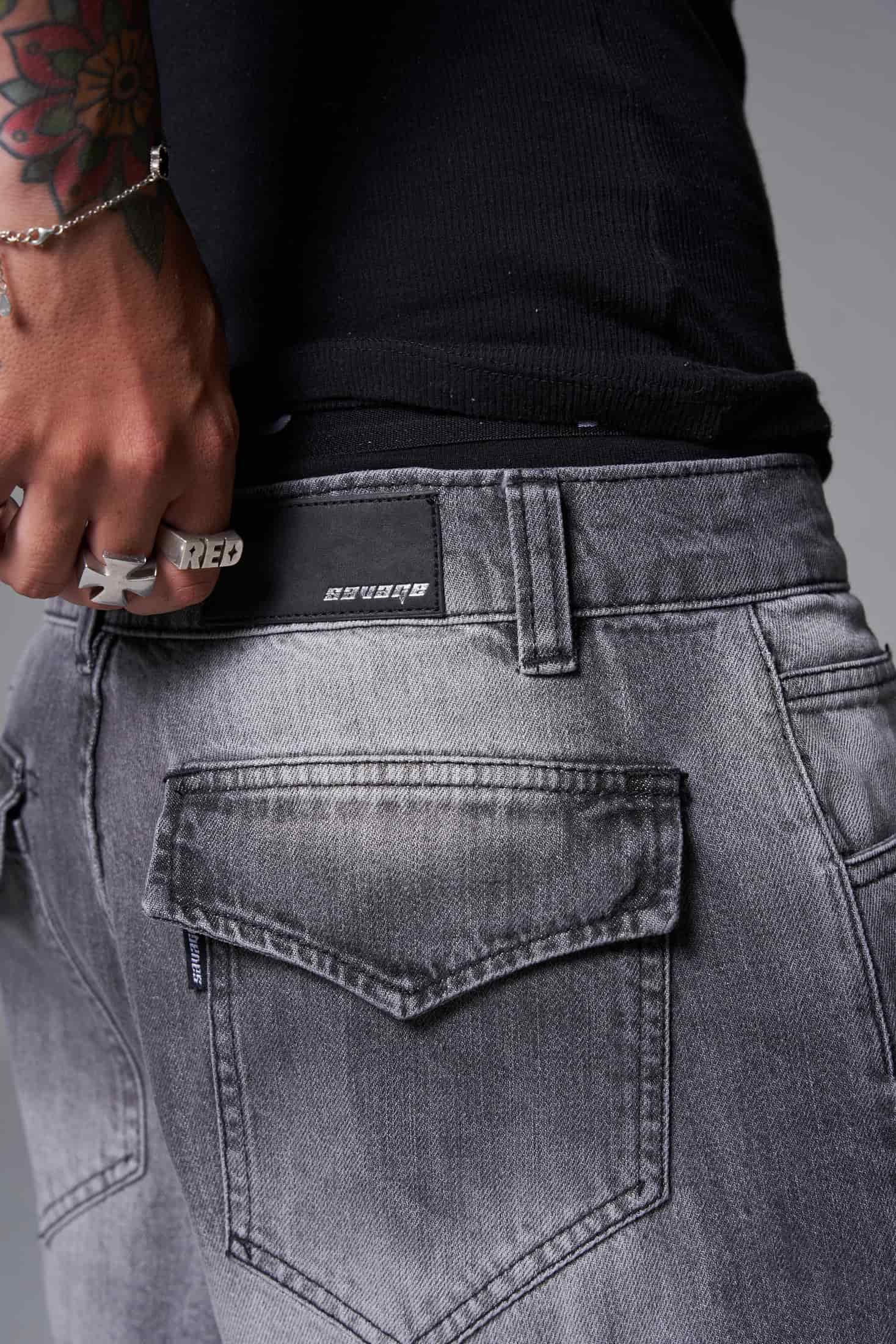 JEANS BAGGY 8 BOLSILLOS PARCHE GRIS CLARO - miniatura 6