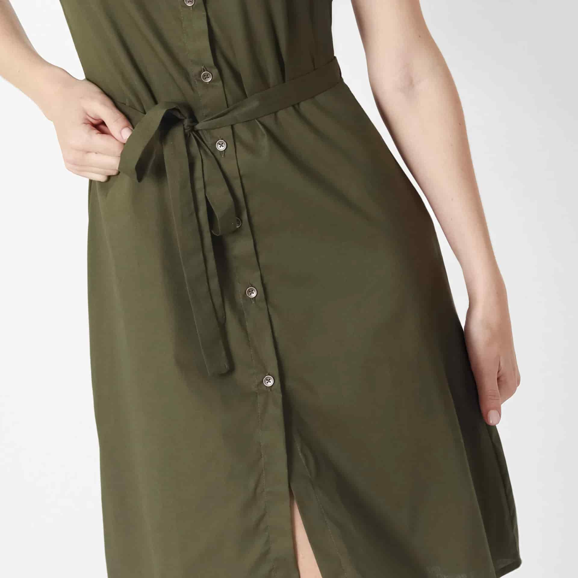 Vestido Cuello Camisero Manga Corta - miniatura 4