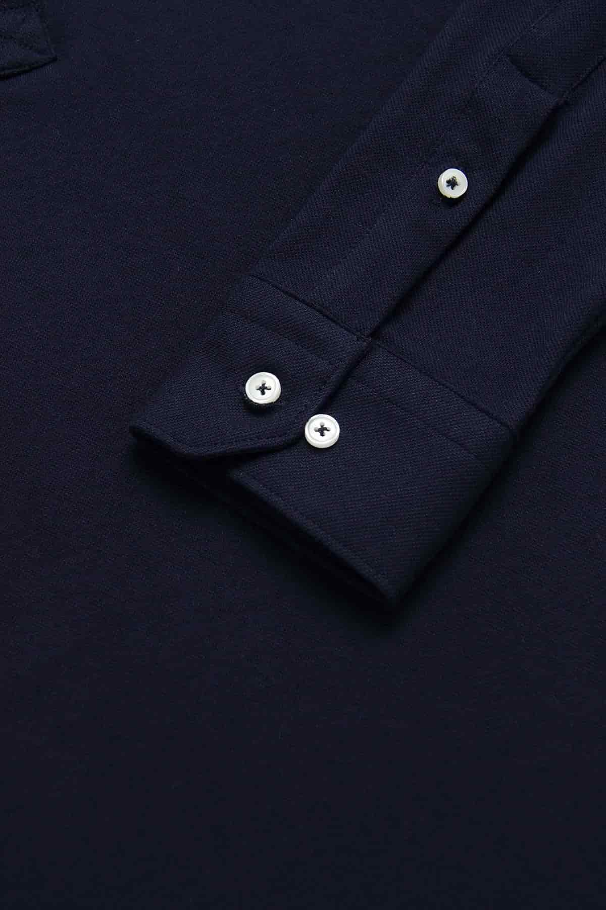 Camisa Piqué Polera Algodón Azul Oscuro - miniatura 3