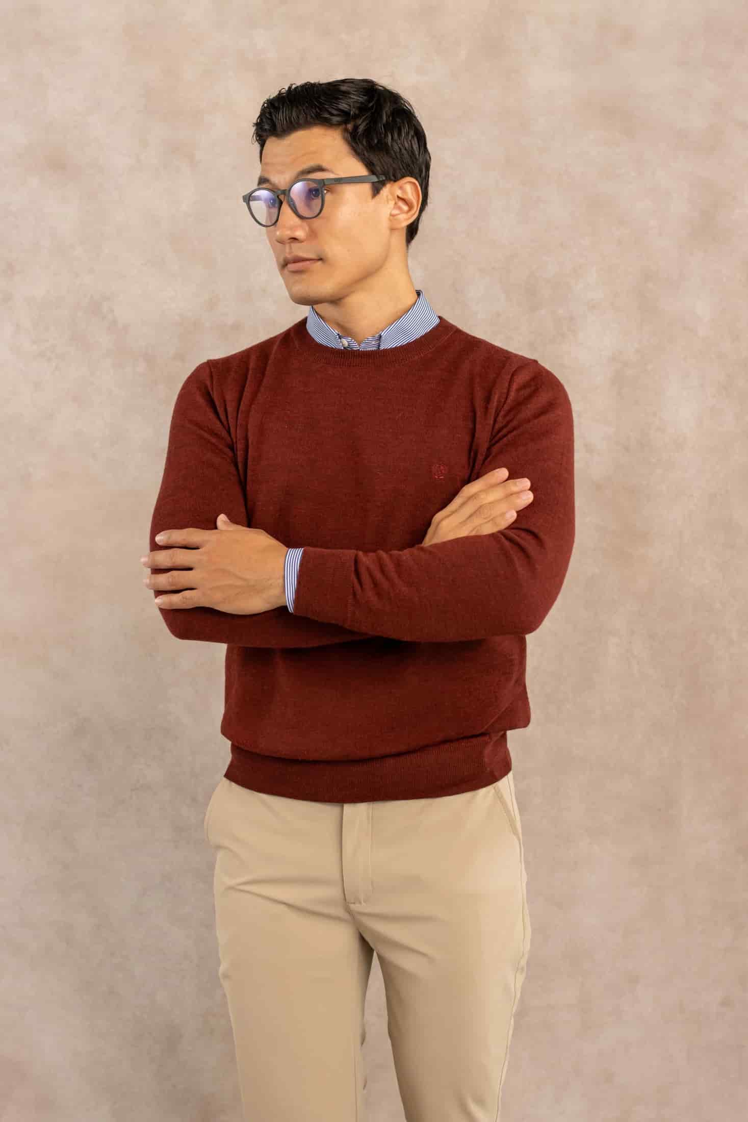 Sueter Merino Antiarrugas Vinotinto - miniatura 1