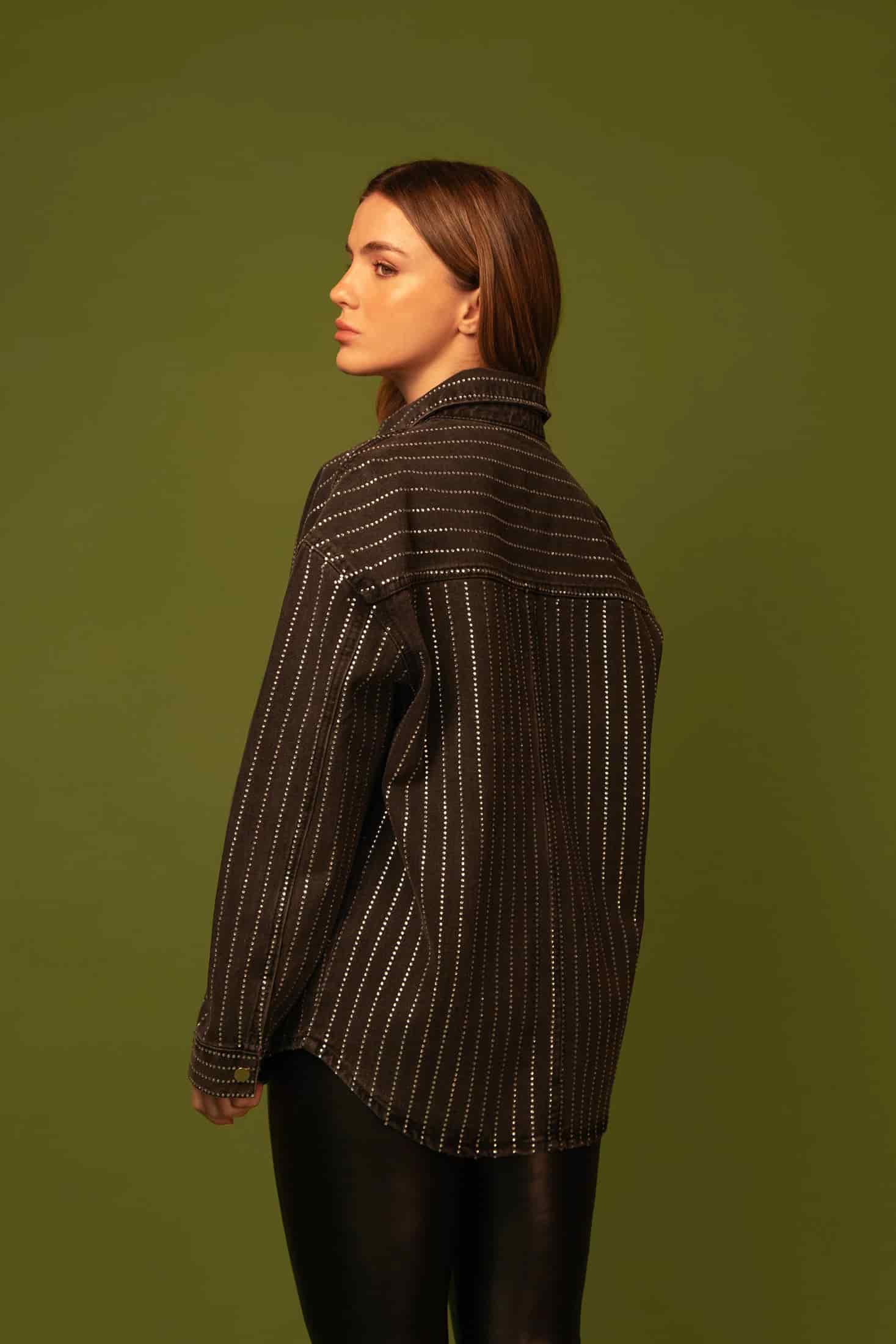 CHAQUETA GRIS RHINESTONE RAYAS - miniatura 2