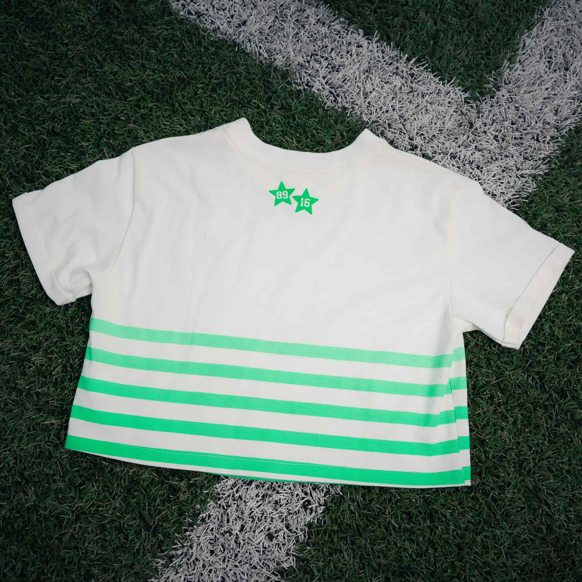 CAMISETA CROP RAYAS VERDES MUJER - miniatura 2