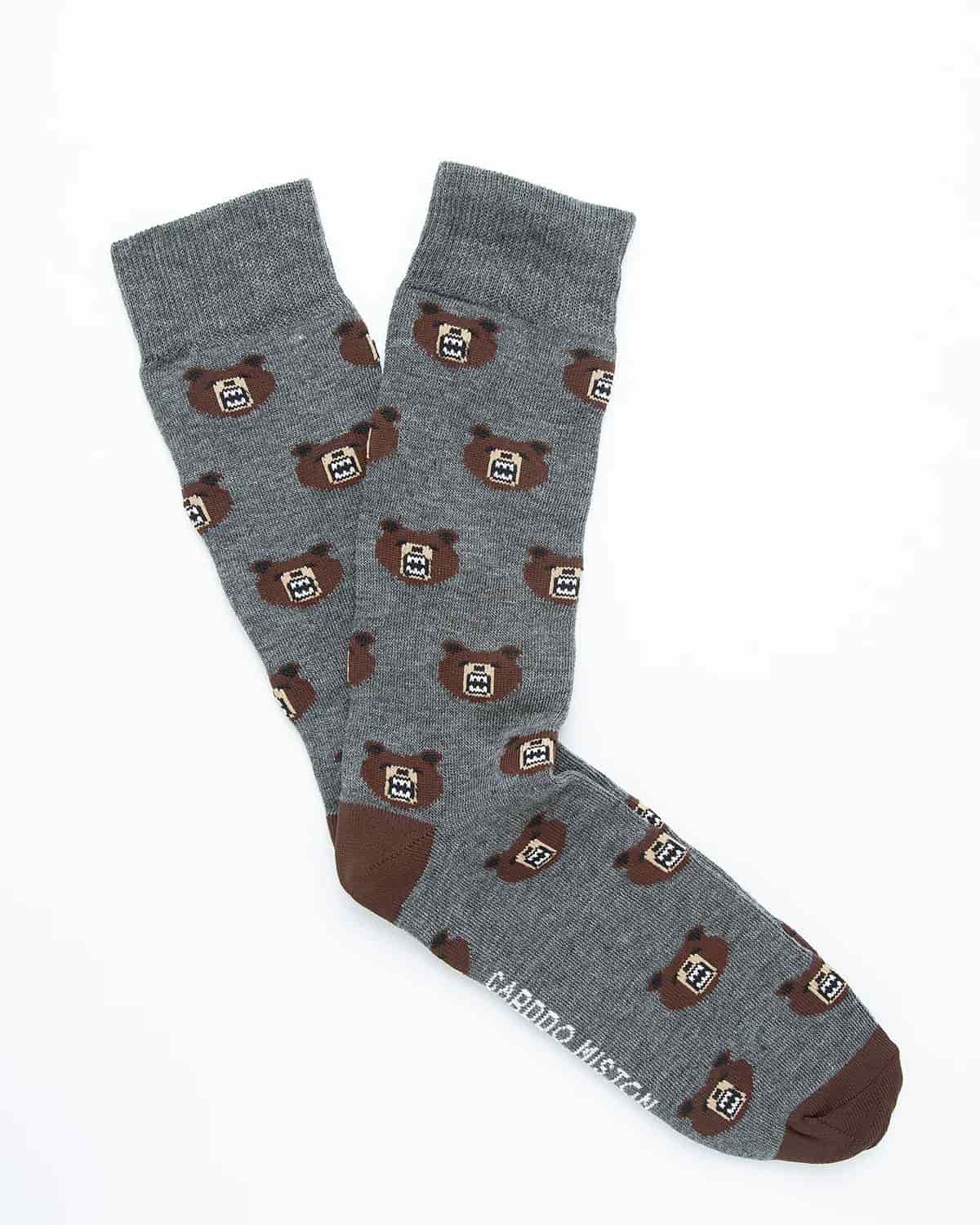 Medias Algodón Estampado Osos - Fondo Gris - miniatura 1