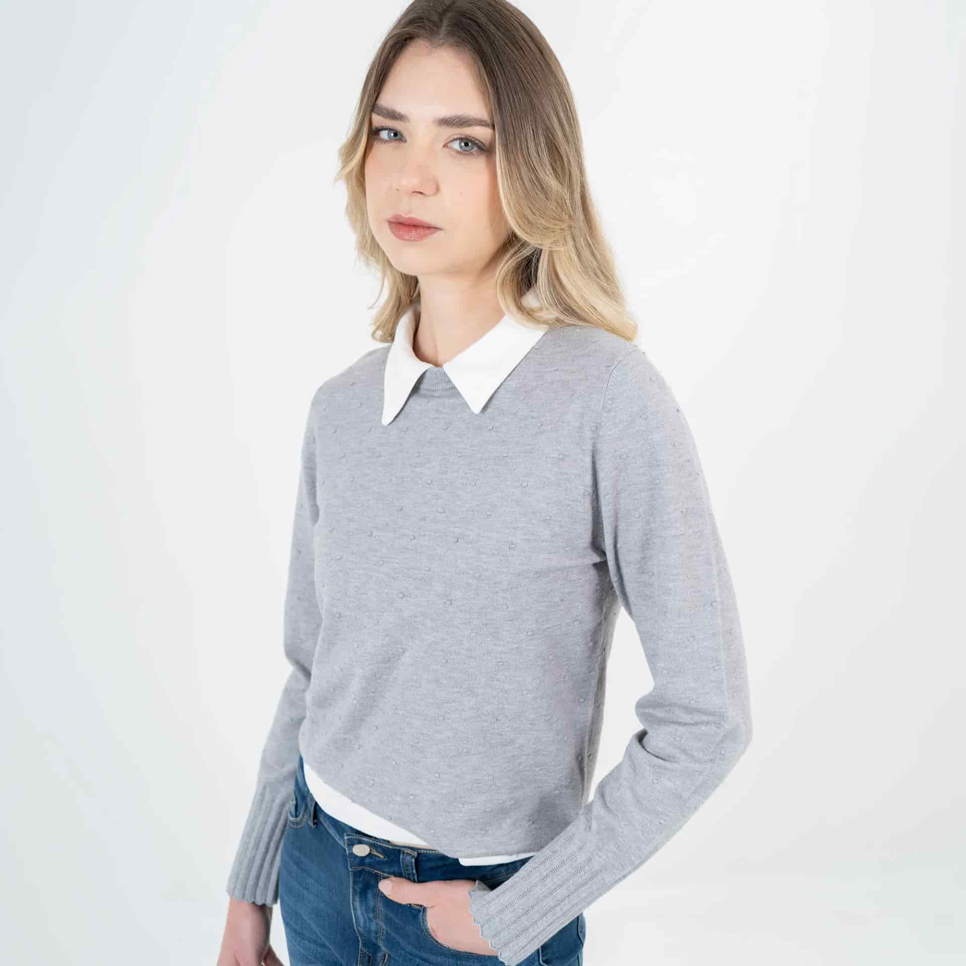 Sweater textura pepas cuello redondo manga larga - miniatura 6