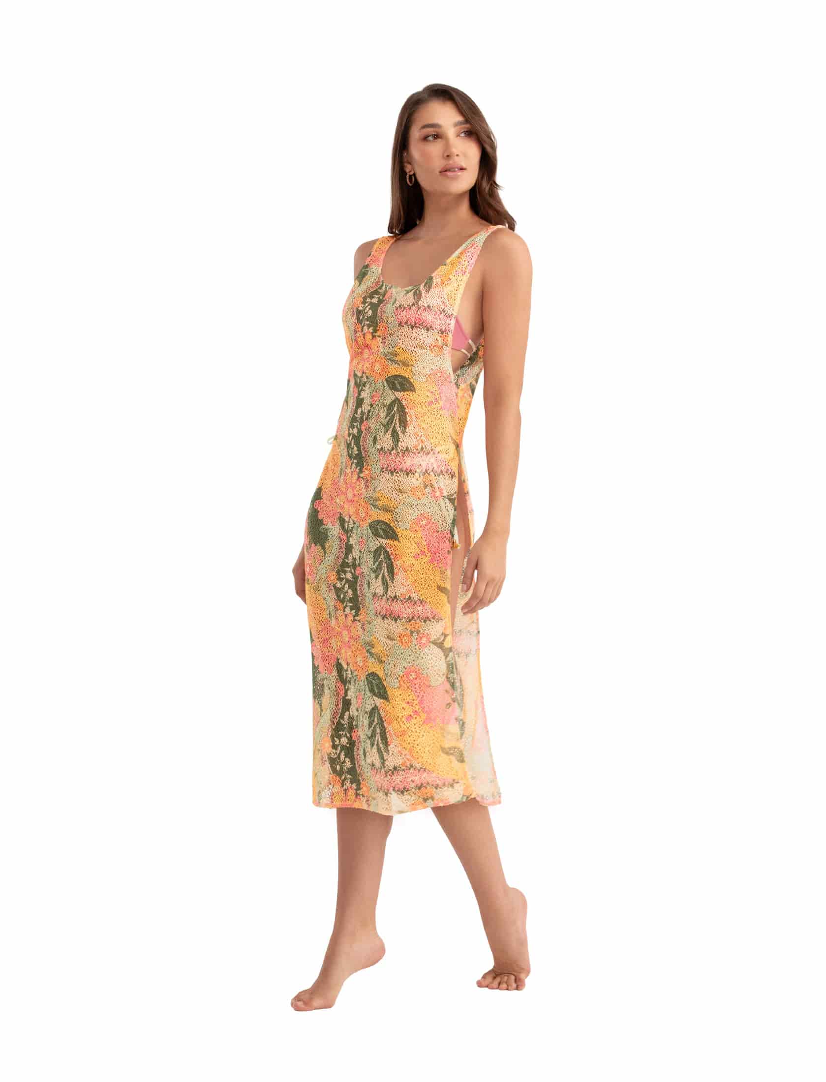 SALIDA DE BAÑO VESTIDO 47535 - EN MALLA ESTAMPADA - miniatura 1