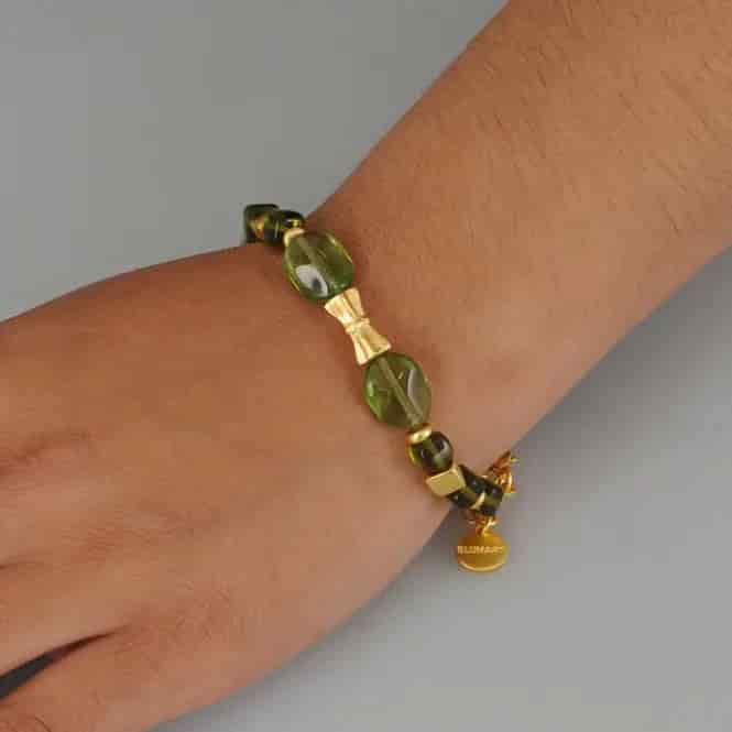 Pulsera cristal checo 14x10 verde oliva y cubo tortoise - miniatura 2