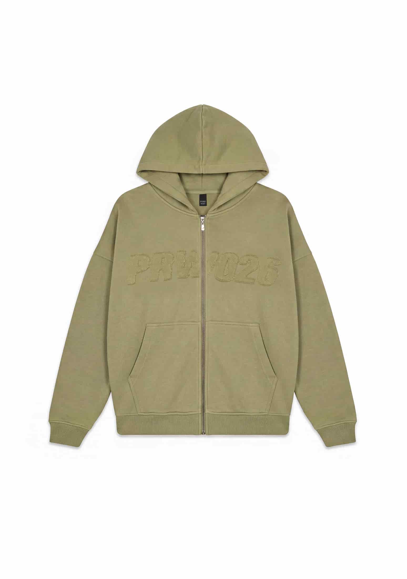 Across The Lines Green Zip Hoodie - miniatura 1