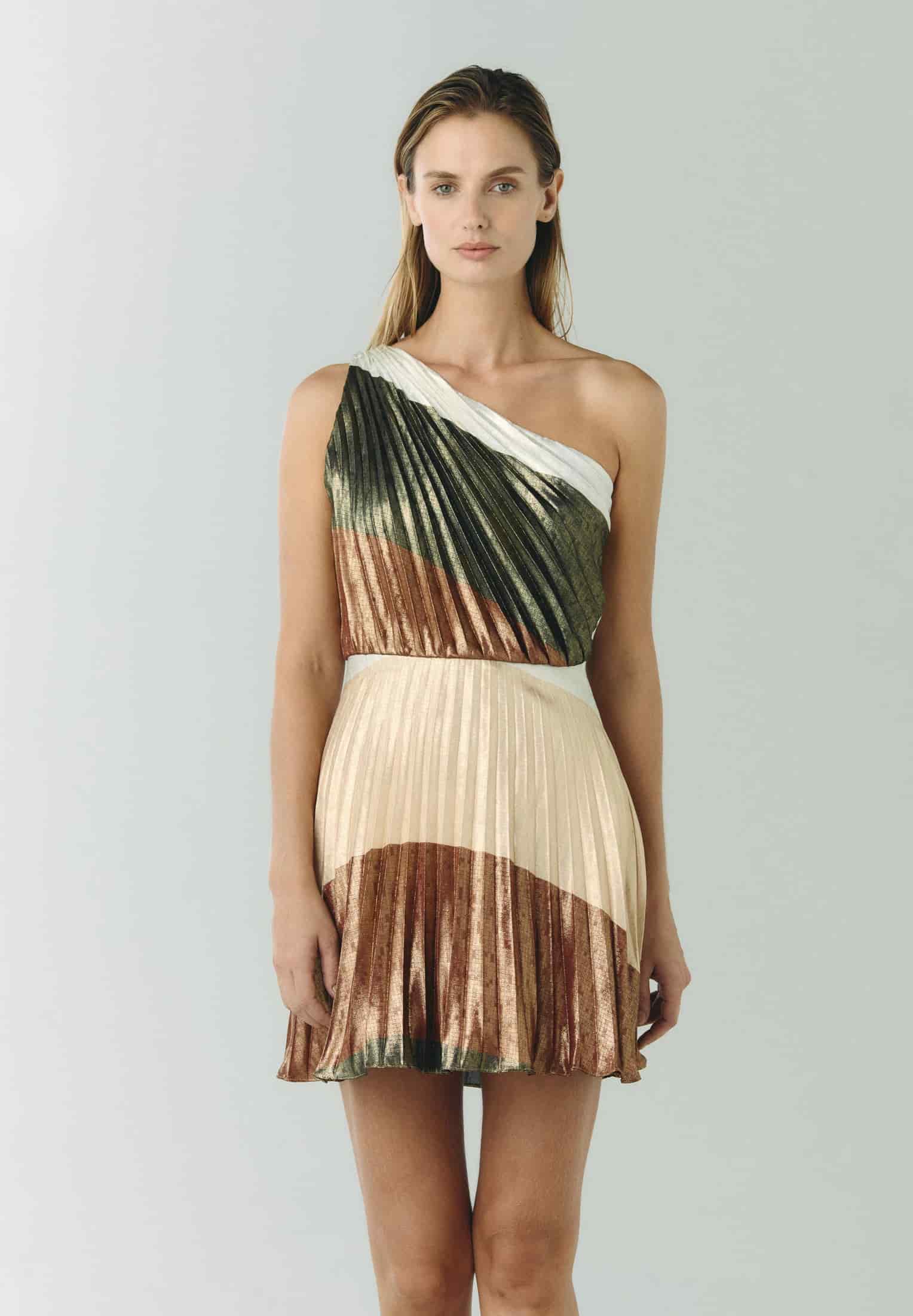 Amaral Silk Jacquard Mini Dress / Terra Stripes - miniatura 1