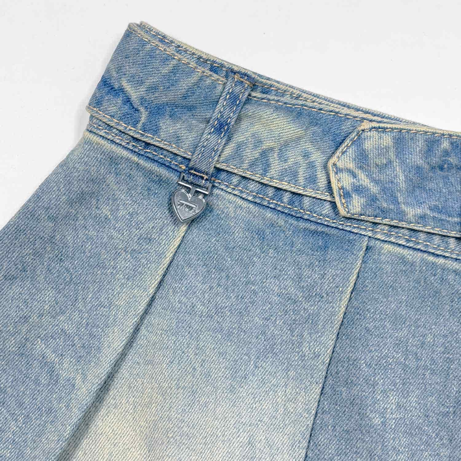 Denim Pleated Mini Skirt - Light Blue - miniatura 7