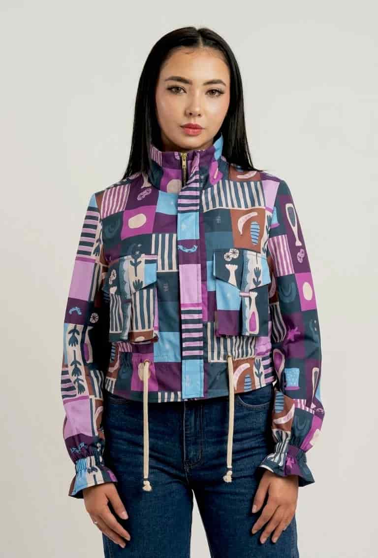 Chaqueta corta estampada morado - miniatura 5