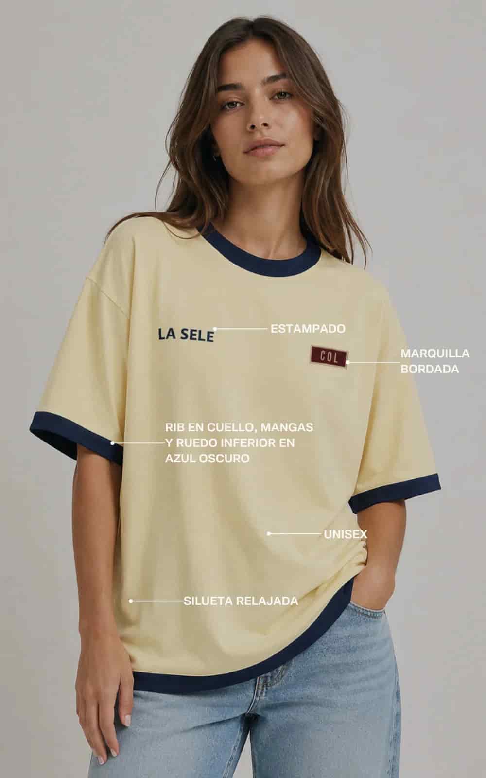 TSHIRT COLOMBIA AMARILLA - UNISEX - miniatura 3