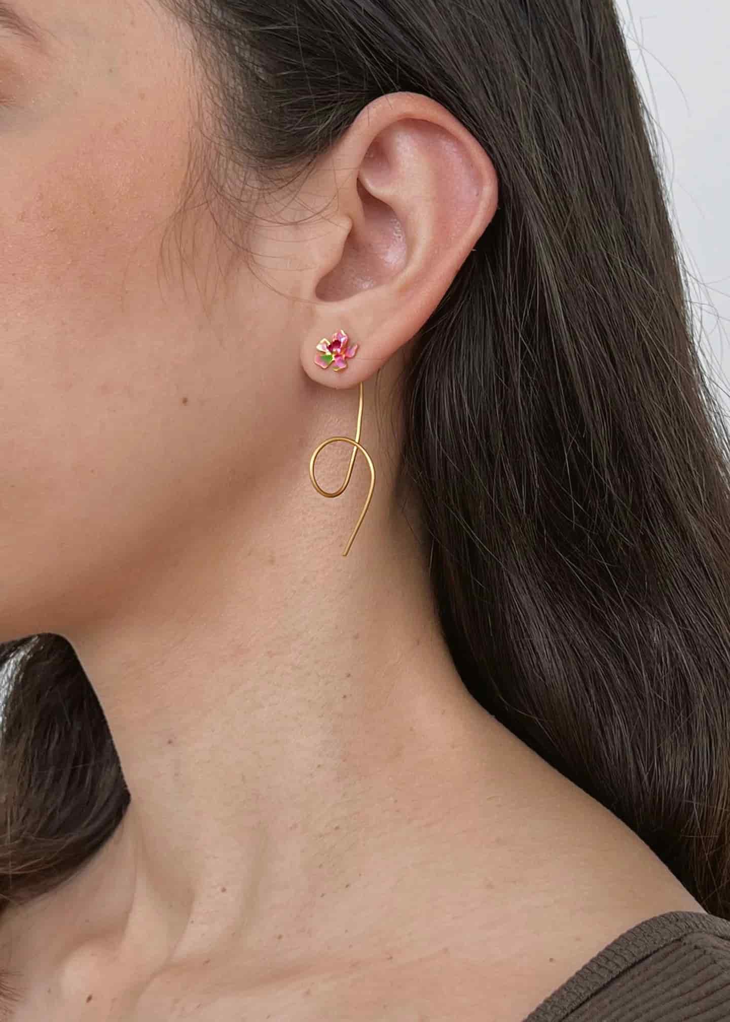 Aretes bromelia micro Dorado - miniatura 2