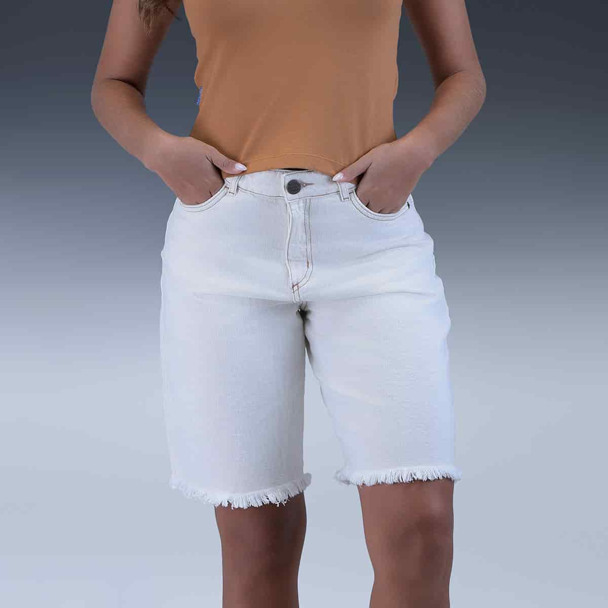 Short Blanco Denim Mujer - miniatura 1
