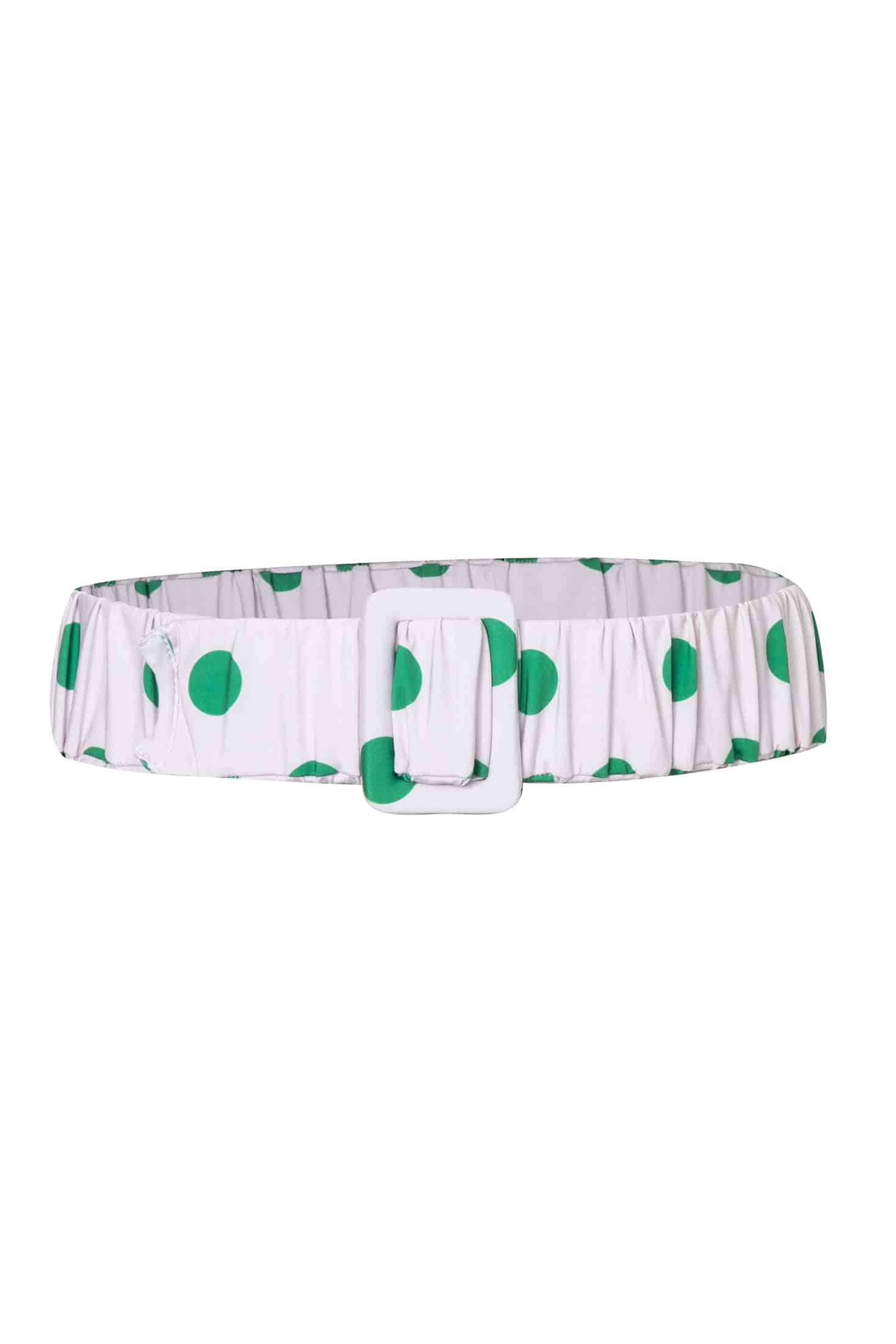 Ruched Belt / Green Polka - Ivory - miniatura 1