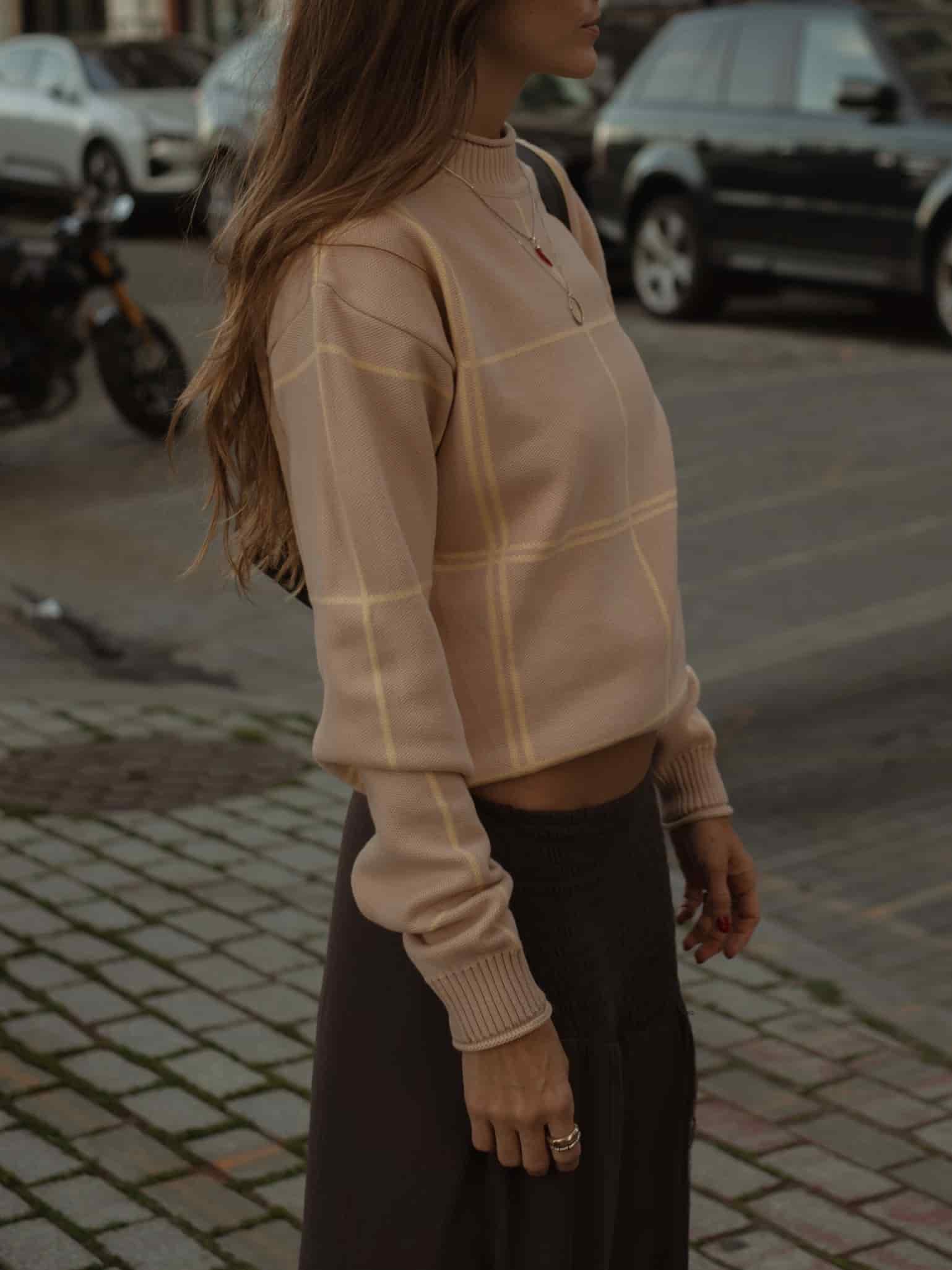 GRID SWEATER - NATURAL & CELESTIAL YELLOW - miniatura 3