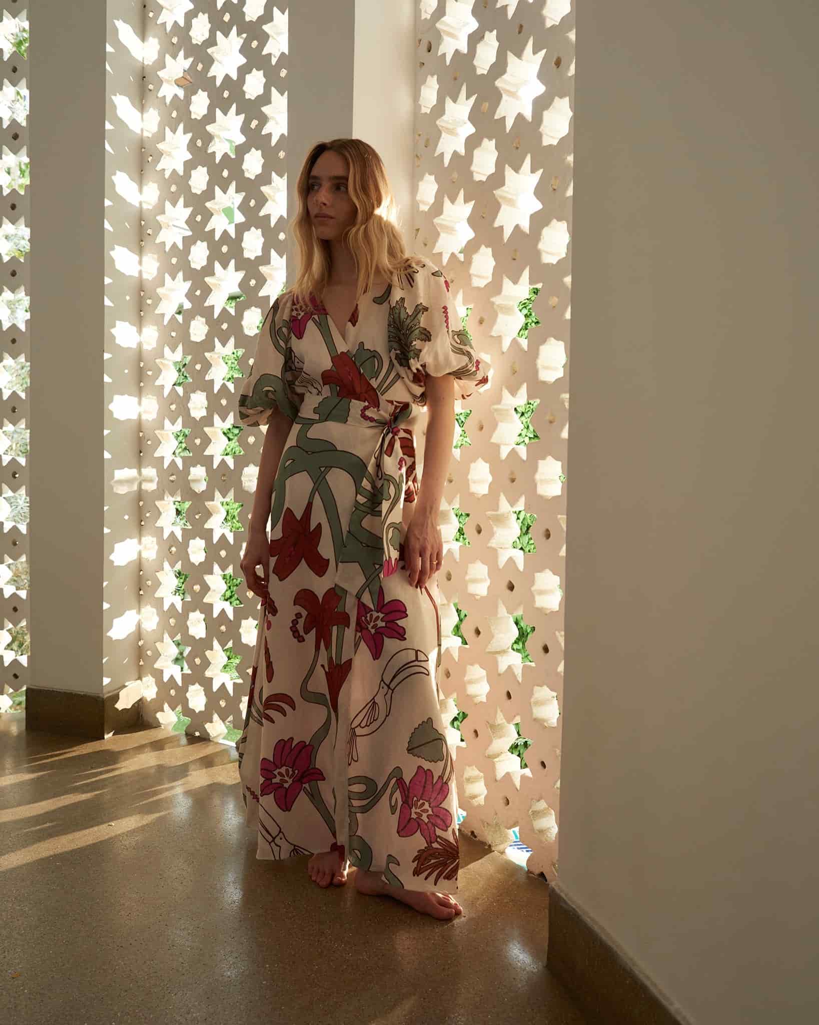 Ermita Wrap Linen Dress / Fuchsia Garden - miniatura 2