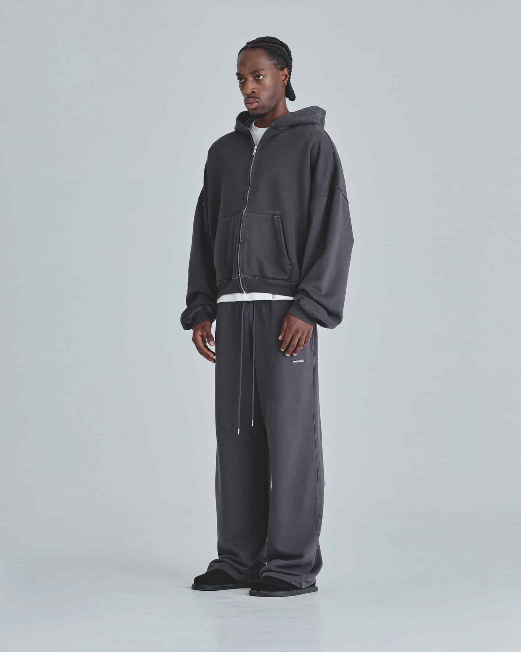 Line Basic Boxy Fit Zip Up Hoodie Dark Gray - miniatura 5