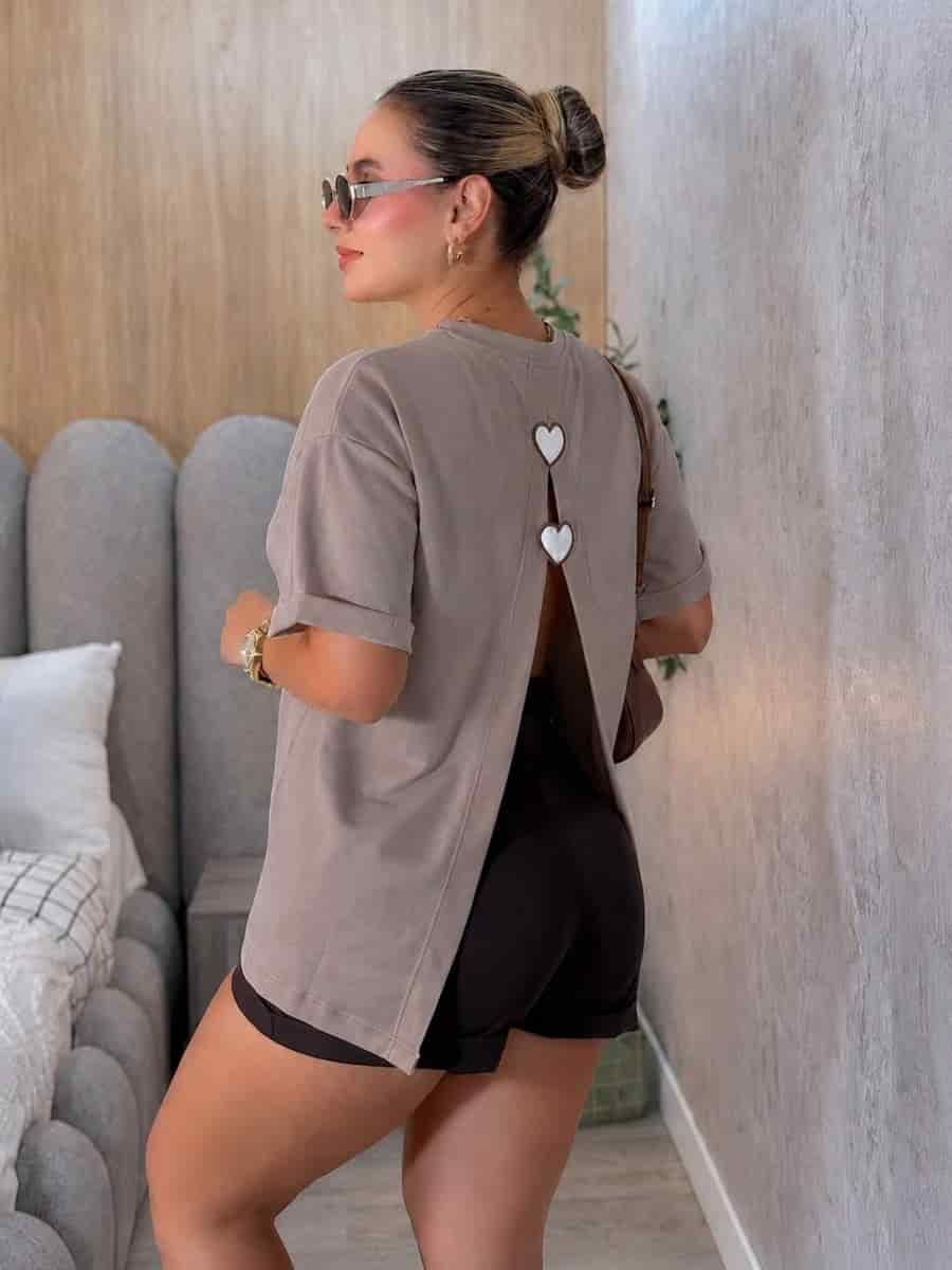 Camiseta oversized  Be you (taupe) - miniatura 2