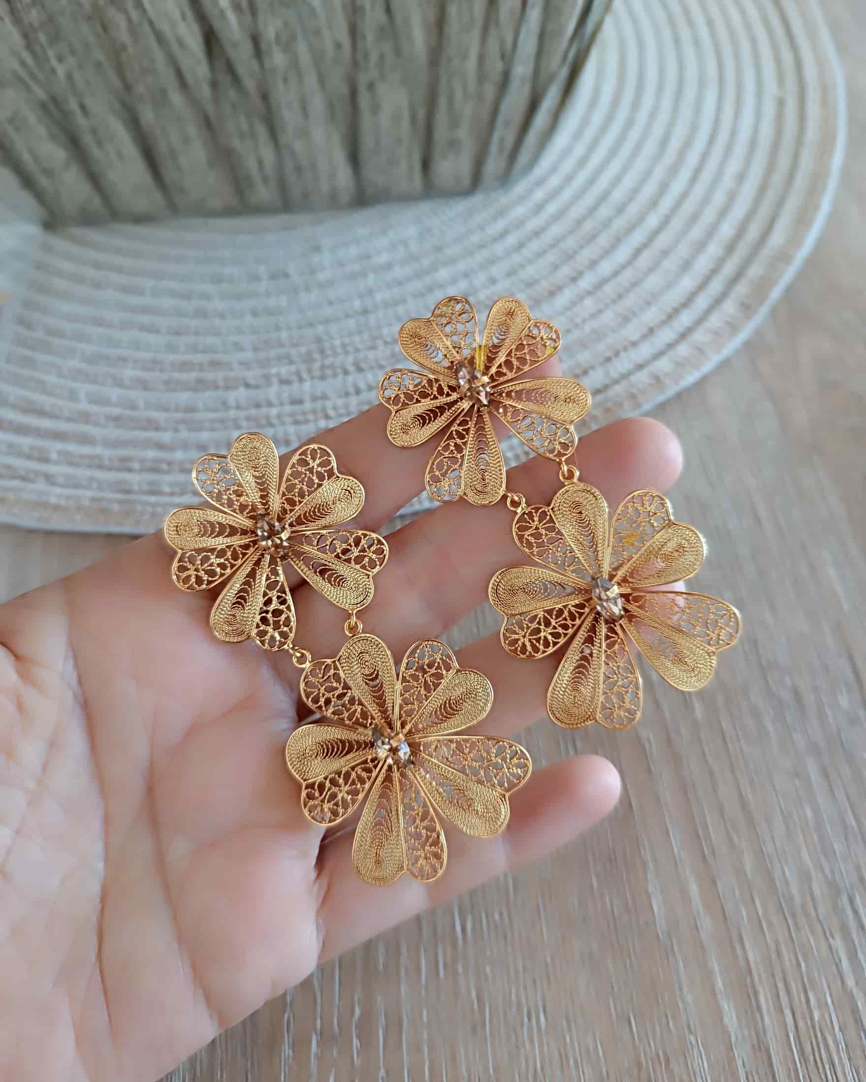 Aretes doble flor Chiara - miniatura 3
