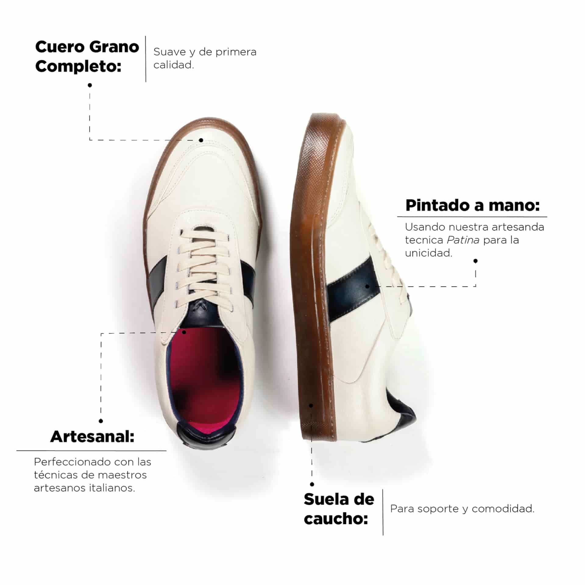 Sneaker Pisa Beige-Azul - miniatura 4