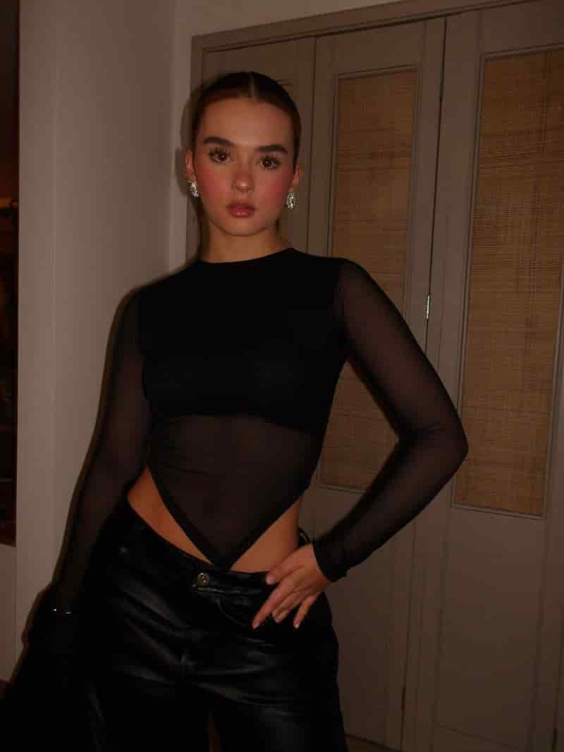 Crop Top en tull Nara - Negro - miniatura 1