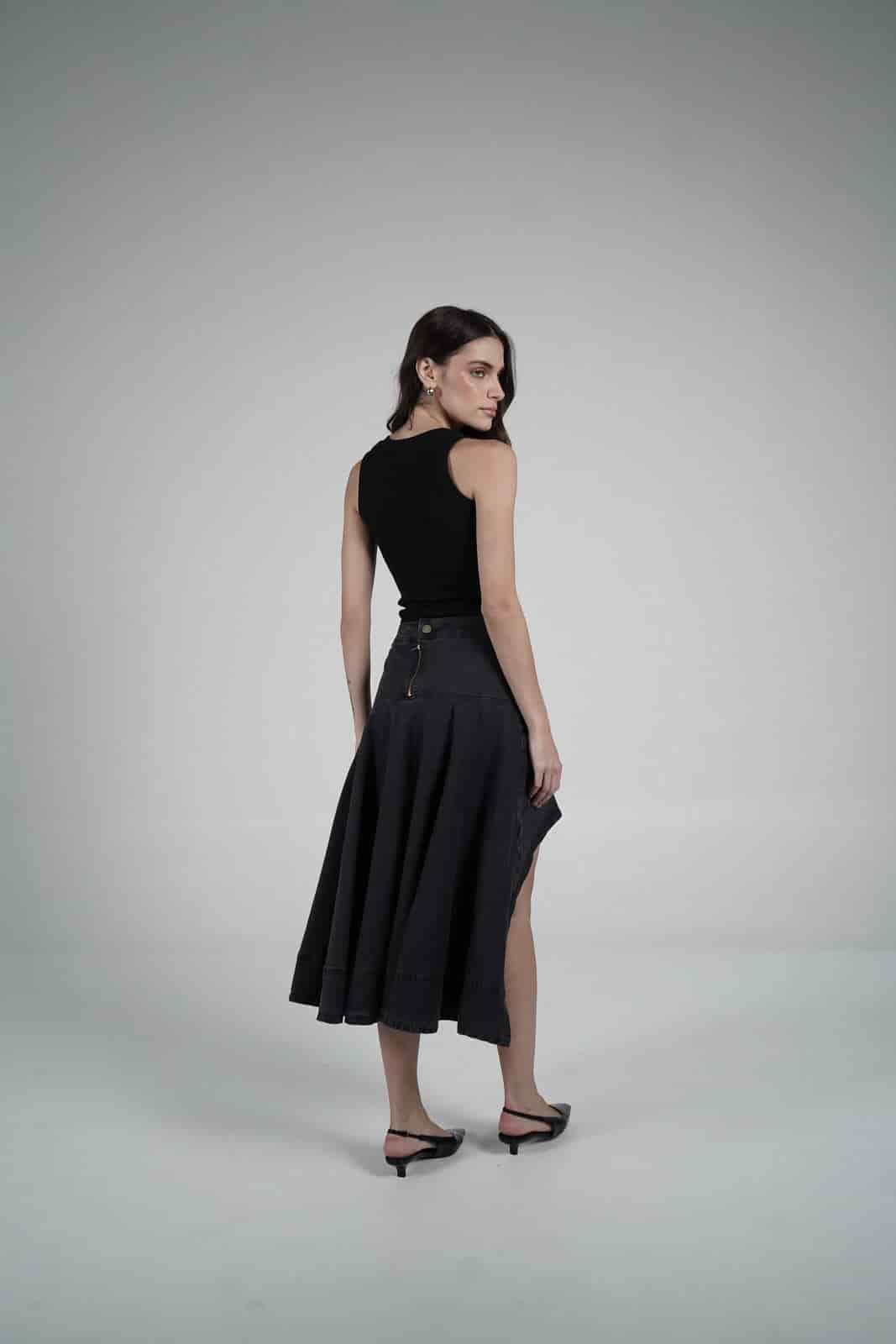 Black asymmetrical skirt - miniatura 6