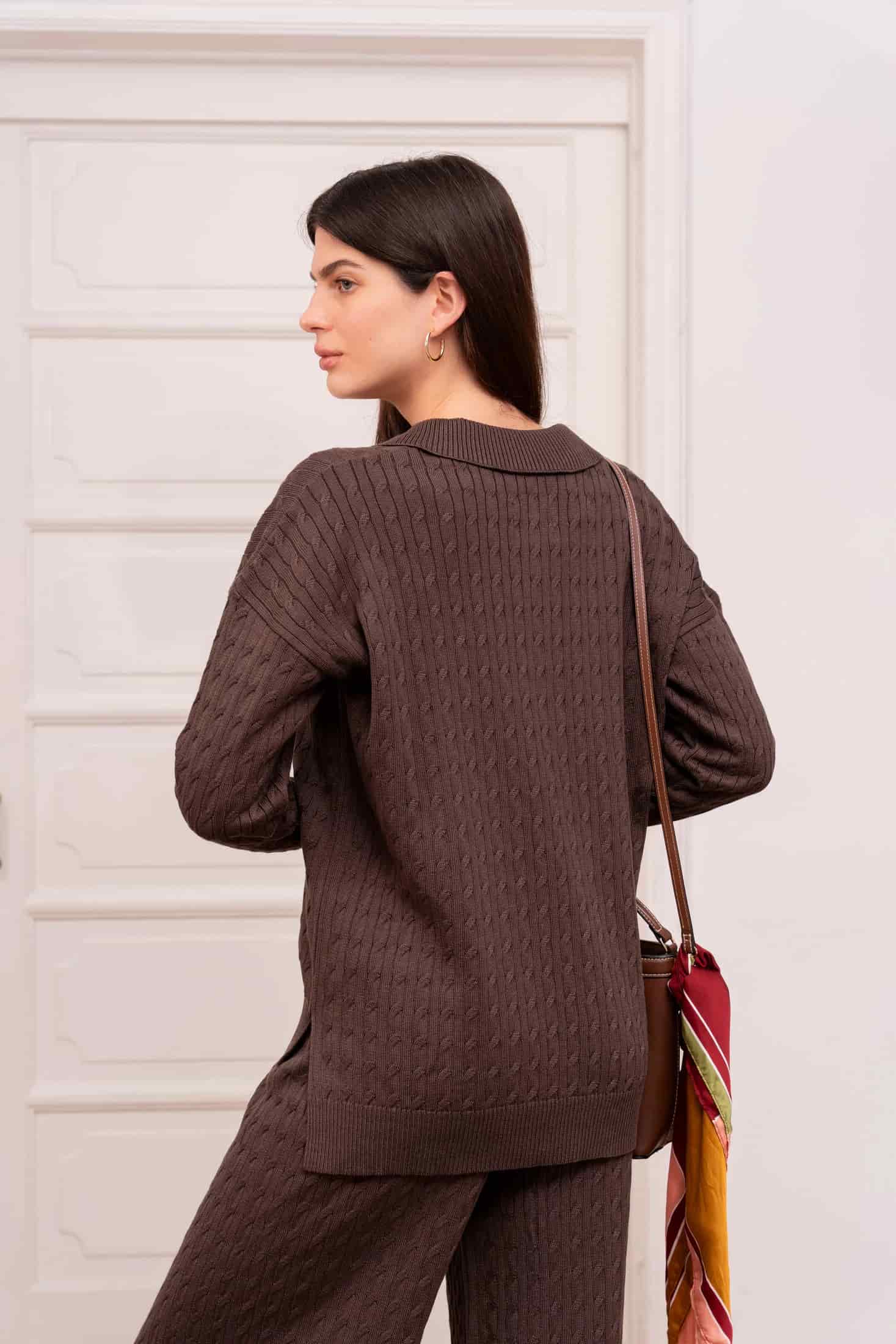 Outfit Set Trenzado Café Mujer - miniatura 3