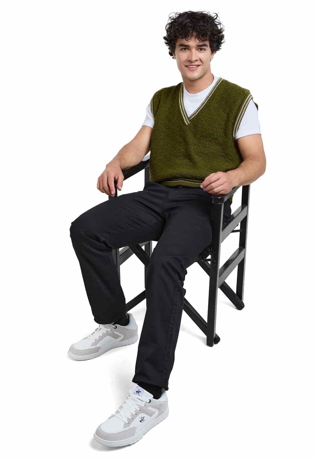 Pantalón dril negro con spandex y textura - miniatura 2