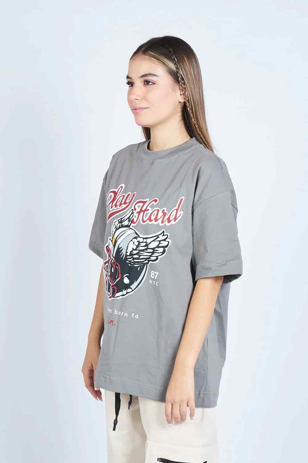 Camiseta oversize PLAY HARD GRIS | DROP 03 | - miniatura 7