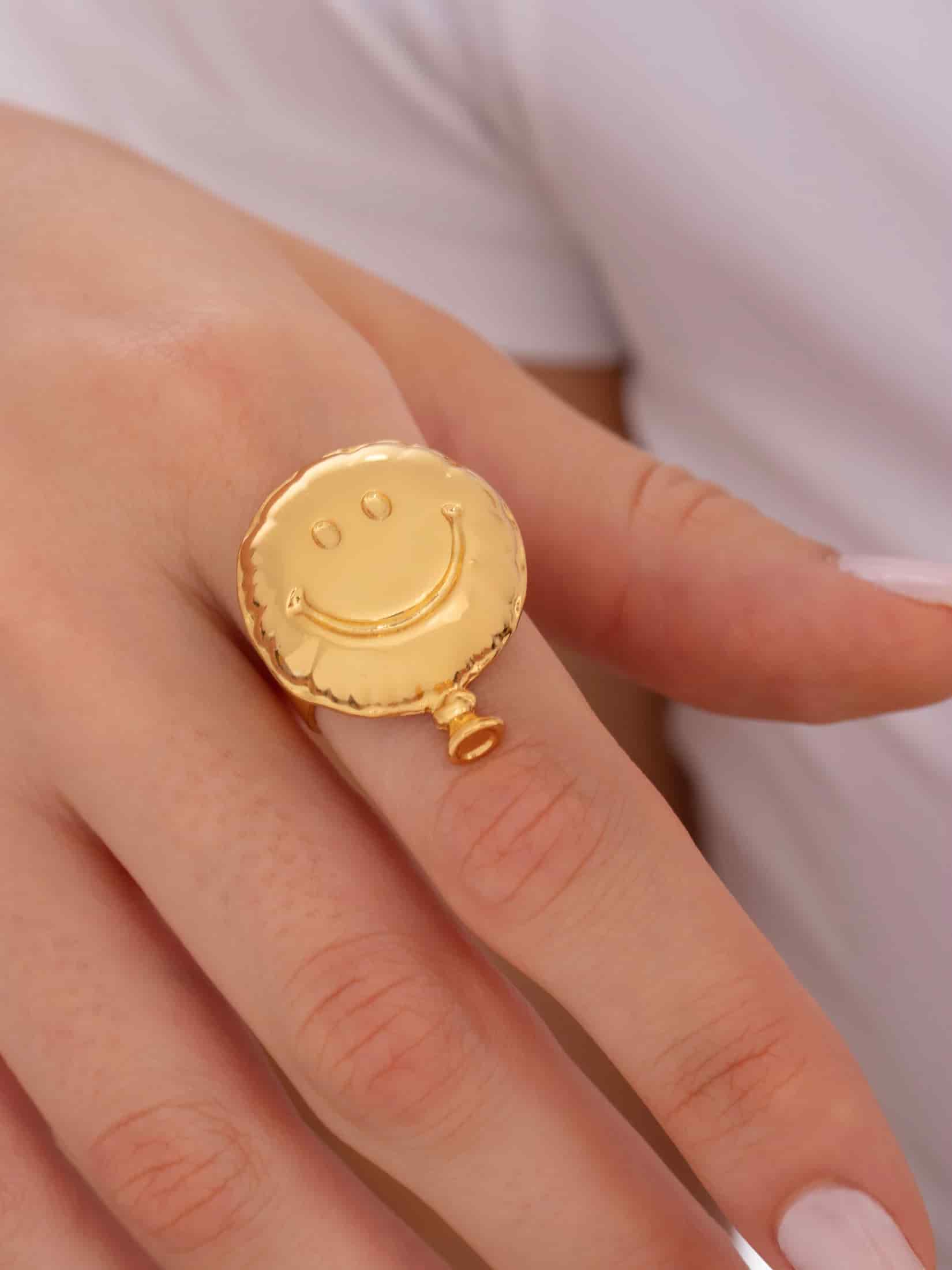 Anillo Carita Feliz dorado o plateado - miniatura 1
