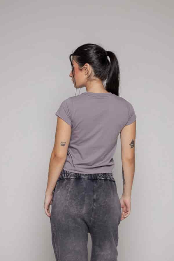 Crop T-Shirt boobs Unspeakable-Gris - miniatura 4