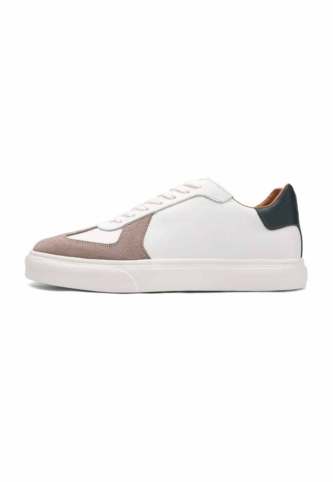 Tenis blancos con detalle en gamusa camel y talon verde - miniatura 6