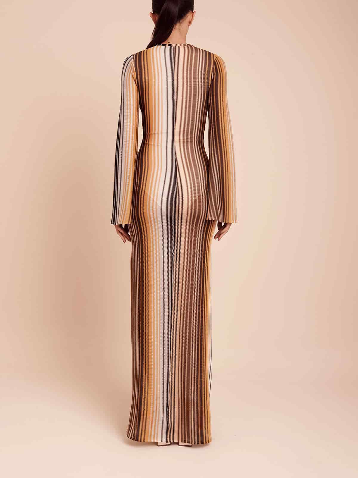 DALI DRESS BROWN MULTI STRIPE - miniatura 4